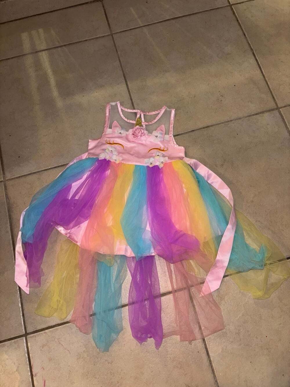 Sunny Fashion Flower Girls Dress Unicorn Rainbow Pageant Princess Party